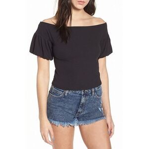 Love Fire Black ShortPuff Sleeve T Shirt Sz Med